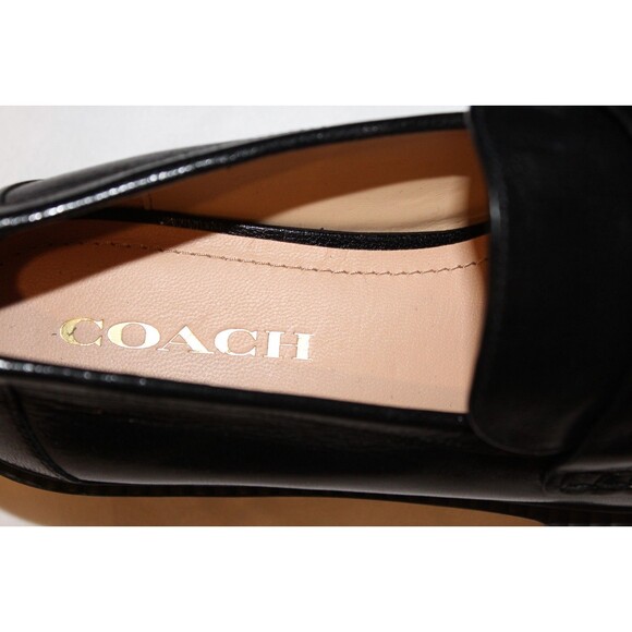 COACH WOMEN'S LEAH LEATHER LUG SOLE PLATFORM LOAFER BLACK NIB - Picture 5 of 7